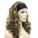 Wiginway 18 Inch Long Curly Wavy Wigs Heat Resistant Fiber Synthetic Wig with Black Headband Natural Fashion for Women light Brown with Highlights