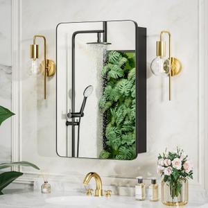16 x 24 Inch Medicine Cabinet with Mirror, Anti-Tip Acrylic Shelves All-Aluminum Rustproof, Pre-Assembled Recessed or Surface Mount, DTC Soft Close Hinge,Matte Black