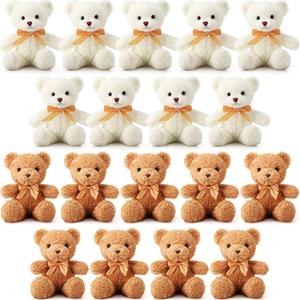 Lenwen 18 Pcs Bear Stuffed Animals Bulk 12 Inch Soft Plush Bears Doll Small Stuffed Toy for Boy Girl Baby Shower Valentines Galentines Birthday Decor Gift Party Favors(Light Brown, White)