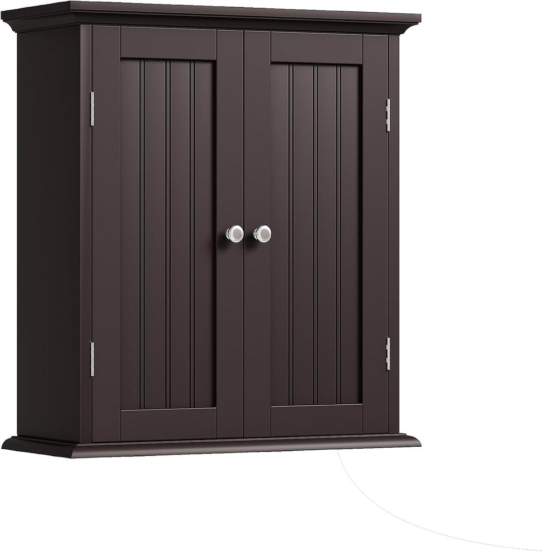 ChooChoo Bathroom Wall Cabinet, Over The Toilet Space Saver Storage Cabinet, Medicine Cabinet with 2 Door and Adjustable Shelves, Cupboard