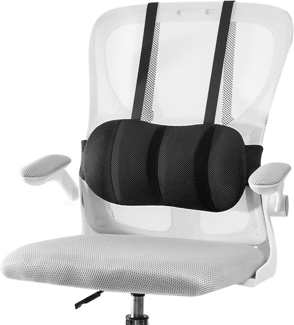 Lumbar Support Pillow for Office Chair and Car,Back Support for Office Chair Cushion,Adjustable Straps Securely Fixed Car Lumbar Support Pillow (Black, for Office Chiar)
