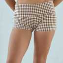Womens Fold Over Shorts Elastic Waist Y2k Striped Shorts Skinny Pajamas Mini Sleepwear Stretchy Yoga Shorts (S)