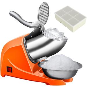 4-Blades Ice Shaver, Electric Shaved Ice Machine Ice Shaver Machine,200lbs/hr ice Crusher with Ice Pick for Home and Commercial UseOrange