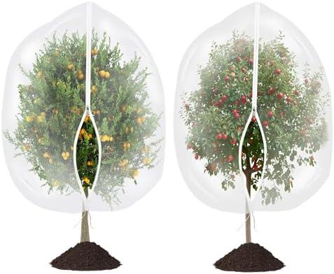 afzdby Large Garden Mesh Netting with Zipper and Drawstring,Plants Cover Protection from Anti Birds,Bugs,Cicadas,and Insects-Pest Barrier Bag for Blueberry Bushes,Tomatoes,Citrus,Fruit Tree