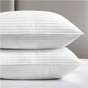 viewstar Bed Pillows Queen Size Set of 2, Hotel Collection, Down Alternative Soft Pillow for Back, Stomach or Side Sleepers, Striped White