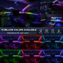 Dreamcolor Acrylic Interior Car LED Strip Light with Wireless APP, RGB 6 in 1 with 175 inches 600 LEDs Fiber Optic Car Ambient Lighting Kits, Sound Active Function LED Strip for Car Accessories
