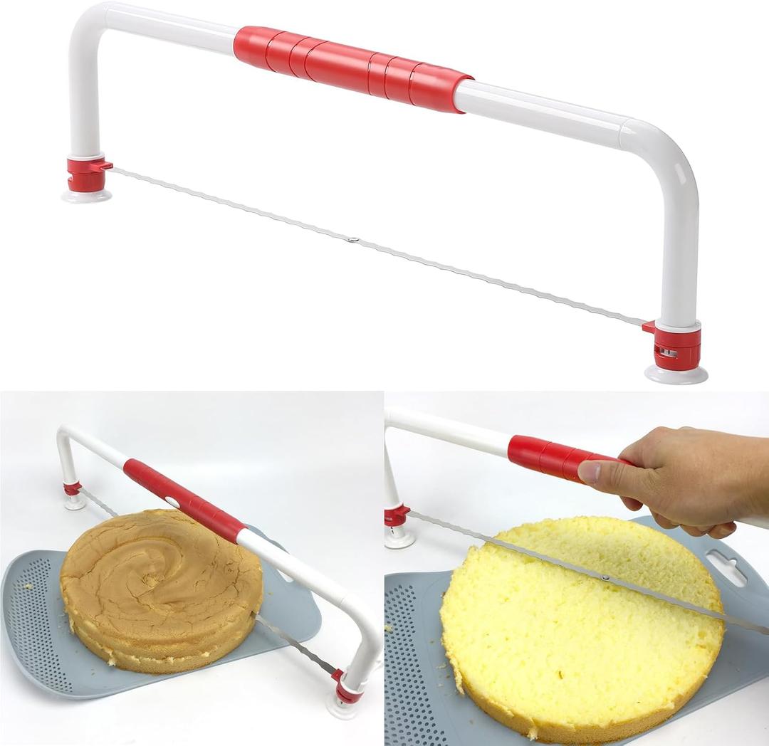 XL Adjustable Cake Layer Cutter Leveler Slicer for 6-16 Inch Large Layer Cakes, Stratification Auxiliary Leveling Baking Tool, Bread Slicer, Toast Cutter, Stainless Steel Food Saw