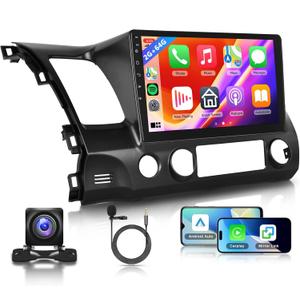 2G+64G Car Stereo Radio for Honda Civic 2006-2011 with Wireless CarPlay Android Auto, 10.1 Inch Android 13 Touch Screen Head Unit, HiFi Audio GPS Navigation WiFi Bluetooth SWC HD Backup Camera