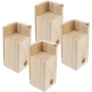 LC LICTOP Solid Pine Wood Bed Frame Risers 4Pcs, 4 Inch Rising Height, Support 880 lbs, L Shape Furniture Lifter for 4 Corner Under Bed Storage Desk Sofa Chair