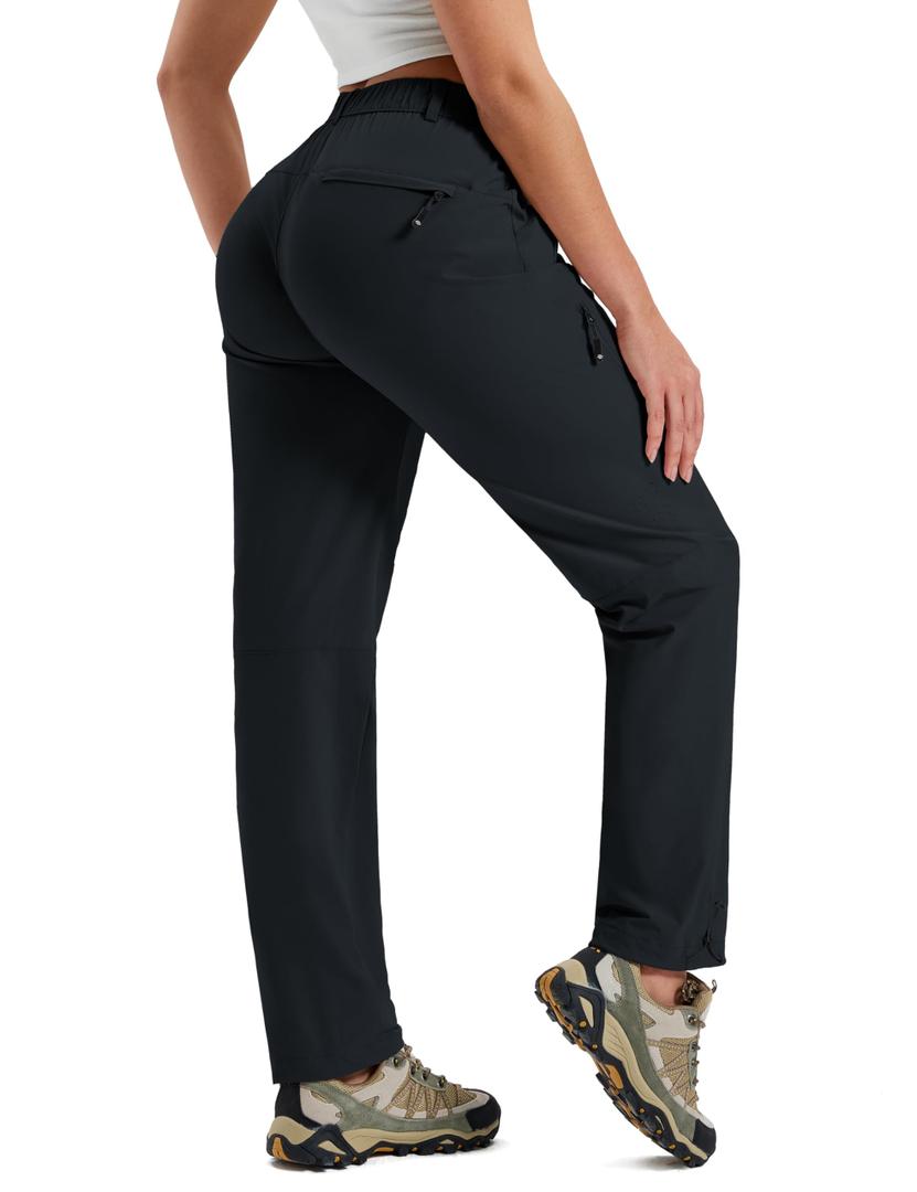MoFiz Women's Hiking Cargo Pants Lightweight Quick Dry UPF 50 Water Resistant Fishing Camping Travel Pant with 5 Pockets Black XS