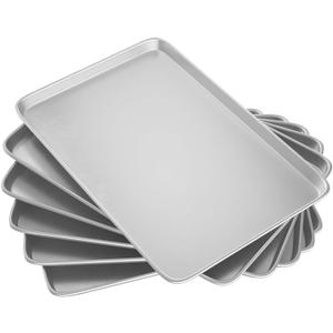 CROSSON 16 x 24 Inch Cookie Sheet Pans Set of 6-Baking Tray Jelly Roll Pan Set Commercial Grade Aluminum Coated Statinless Steel Bun Pan for Oven,Freezer,Bakery Hotel Restaurant