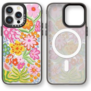 Compatible for iPhone 16 Pro Case Cute - Durable Shockproof 6.6 ft Drop Impact Phone Case - Glitter Pink Funny Passion Flower Design for iPhone 16 Pro 6.3"
