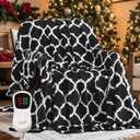 Homemate Heated Blanket Electric Full Size - 72x84 Heating Blanket with 10 Fast Heat Levels 8 Hours Auto Off Ultra Soft Cozy Flannel Over-Heated Protection ETL Certification Keep Warming in Home (50"x60"Inch, Black Geometry)