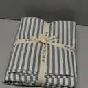 MooMee Striped Duvet Cover Set 100% Washed Cotton Linen Like Textured Breathable Durable Soft Comfy (Heathered Green Classic Stripes, Queen 90"x90")