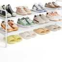 Kitsure Shoe Rack - 2-Tier Long Shoe Organizer with Handles & Non-Slip Feet, Rust-Resistant Metal Shoe Rack for Closet, Entryway, Bedroom, Living Room, 36.1" Wide - 2 Tiers, White