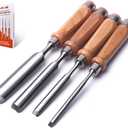 4 Pieces Wood Chisel Set for Woodworking, Professional Wood Chisel Tool Carpenter Gouge CR-V Steel Semi-Circular Edge Sharp Blade 8mm(1/4")/12mm(1/2")/18mm(3/4")/25mm(1") (Full Size-4PCS)