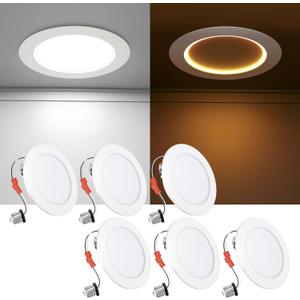 Ensenior 6 Pack 4 Inch 5CCT LED Can Lights with Night Light, Retrofit Led Recessed Lighting, Dimmable, 7W 120V, 700LM