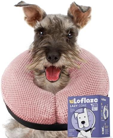 Loflaze Soft Inflatable Dog Cone Collar for Small Medium Large Dogs - Neck Donut E Collar Alternative for Recovery After Surgery - Pink M