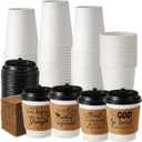 Jingmore 24 Pcs 8oz Christian Bible Vase Coffee Cups with Lids and Sleeves Disposable Inspirational Religious Paper Hot Coffee tea Cups for Church Christian Party Favor Sunday School Church Baptism