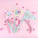 2 x 6Pcs Happy Easter Cake Toppers Easter Pennant Paper Triangle Flags with Ribbons Easter Party Table Centerpiece Decoration Supplies (Black)