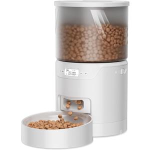 Automatic Cat Feeder: 3L Auto Food Dispenser with Timed Feeding| 6 Meal Programmable& 1-20 Portion Precise Control- Easy to Clean & Setup for Cat Indoor| Desiccant Bag Keep Food Fresh (White)