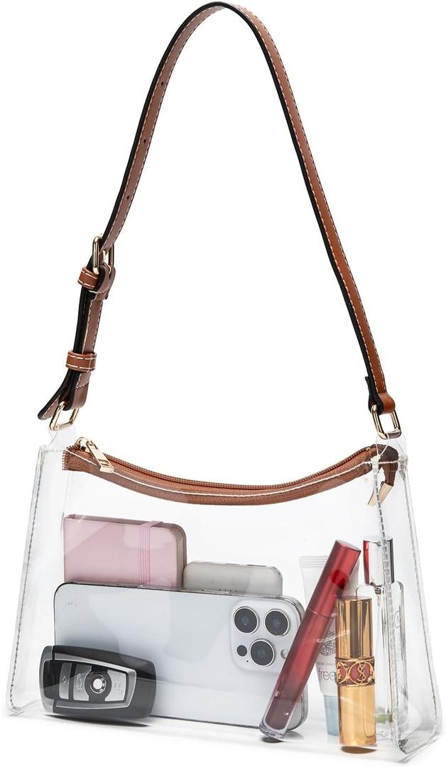 Clear Bag for Stadium Events - Adjustable Strap Clear Shoulder Bag for Concerts & Sports, Game Day Approved (Medium)