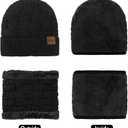 Loritta 3-Pieces Winter Hat Neck Warmer Touchscreen Gloves Set Knit Thick Scarf Beanie Hats Scarves Set Gifts for Women