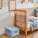 GRANNY SAYS Shoe Organizer for Closet, Fits up to 8 Pairs, 2 Pack Shoe Cubby Storage Containers with Side Mesh Pocket and Flip-Top Lids, Blue (Max Foot Length: 6")