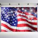LB 7x5ft 4th of July Photo Backdrop American Flag and Star with Fireworks Photography Backdrops Independence Day Banner Backdrop for Kids Baby Shower Birthday Party Photo Booth Studio Props (Blue and Red)