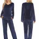 Ekouaer Couples Matching Pajamas Sets Velvet PJs Set for Men and Women Velour Long Sleeve Sleepwear S-XXL (Blue)