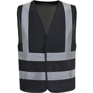 AYKRM 12 colour High visibility viz vest hi vis viz reflective work construction safety vest (XS-8XL) (Black, XXXL)