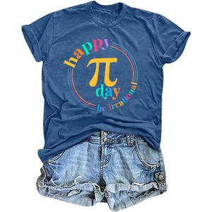 Happy Pi Day Shirt Women Pi 3.14 T Shirt Funny Math Teacher Shirts Be Irrational Tee Casual Short Sleeve Tops (XXL)