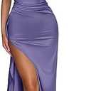 Memoriesea Women's Sexy One Shoulder High Split Cocktail Wedding Party Maxi Dress L