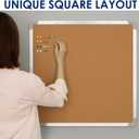 Cork Board Set - Bulletin Corkboard 24 x 24 inch Framed with 10 Thumb Tacks - Wall Hanging Message Memo Pin Tackboard Organizer for Home, Office, Desk and Cubicle (Cork 24x24)