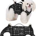 Dog Lift Harness Dog Carrier Dog VES Harness Adjustable Dog Leash with Small Puppy Treat BagBlack,S (2.0 Black)