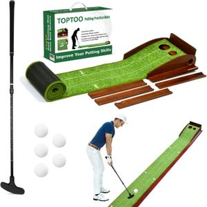 Golf Putting Mat, Practice Golf Putting Green Training Aid for Indoor, Outdoor at Home, Office, Backyard with Putter and Balls 9.84 ft