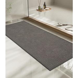 chakme Bathroom Rugs Mat 47x17, Ultra Thin Non Slip Bath Mats Runner Quick Dry Absorbent Bath Mat for Bathroom Floor, (Grey, 47"x17")