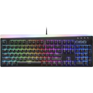 i-rocks K71M RGB Mechanical Gaming Keyboard with Media Control Knob, Switches (Red), 107 Keys w/Full NKRO, PBT Keycaps, Multimedia Hotkeys, Detachable USB-C Cable and Onboard Storage, Black