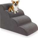 Curved Dog Stairs Ramp for High Beds 19.7" H, 4-Step Dog Steps for Small Dogs and Cats, Removable and Washable Pet Stairs for High Bed Climbing, Non-Slip Balanced Pet Step Indoor, Deep Grey