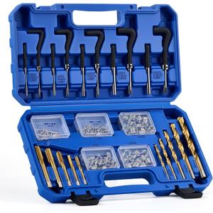 Orion Motor Tech 172pc Thread Repair Kit, Metric Thread Restorer Kit with HSS Drill Bits Taps Inserts Breakoff Installation Tools, Auto Rethreading Restorer Tool Kit in M5 M6 M8 M10 M12 Sizes