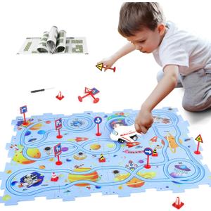 New Plastic Puzzles for Kids Ages 3-5 with A Cute Vehicle, Toddler Puzzles Gift, Critical Thinking Educational Toys, Toys for 3 4 5 6 Year Old Boys Girls, Fun Race Car Track Montessori Toys for Kids