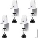 Adjustable Desk Divider Partition Clips, Sneeze Guard Support Clamps for 1/8" to 1" Thick Panels, Desk Privacy Panel Clips for Office and Home Use, 4-Pack, White