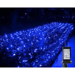 iBaycon 4ft x 6ft Christmas Net Mesh Lights, 8 Modes Timer Connectable Waterproof Christmas Lights for Trees, Bushes, Wedding, Garden, Outdoor Decorations (Blue, 1PACK)