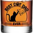 Best Cat Dad Gifts for Men Funny - Black Cat Lover, Owner, Themed Gifts for men on Fathers Day, Birthday, Christmas, Valentines - Dad Whiskey Glass 11oz