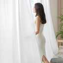 HOMEIDEAS Non See Through White Privacy Sheer Curtains 52 X 96 Inches Long 2 Panels Set, Fish Bone Pattern Semi Light Filtering Window Drapes for Bedroom, Living Room (52"W x 96"L (Pack of 2))