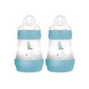 MAM 5oz Easy Start Anti-Colic Wide Neck Vented Baby Bottle, Slow Flow Breastfeeding-Like Nipple,Reduces Colic Gas & Reflux, Easy Clean, BPA Free,0+ Months, Made in Europe (2 Count (Pack of 1), Blue Teal)