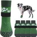 SCENEREAL Anti Slip Dog Sock to Prevent Licking Paws for Hardwood Floors, Boots & Paw Protector Shoes for Hot/Cold Pavement with Grippers, Double Sides Grips for Small Medium Large Senior Dogs, M (M(Paw Width 2.5in), Two Paws(Pack of 6)-Green)