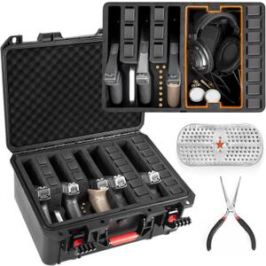 Cases for Handguns, 5 Pistol Case & 21 Magazine Pre-Cut Multiple Pistols Shockproof Waterproof Hard Pistol Cases with Desiccant TSA Approved Travel Case