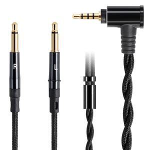 FAAEAL Monitor Headphone Cable,Soft Cotton Yarn Cover Dual 3.5mm Over-Ear AUX Cord Compatible with Hifiman HE560 HE4XX Meze 99 Classics MEZE 109 Pro Headset for Musicians Audiophiles 2.5mm