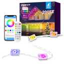 POOFZY Permanent Outdoor Lights for House,200ft RGB+IC Smart Outdoor Decor, 50 Scene Modes,App/Remote Control,for Christmas,Super Bowl,V-Day,Thanksgiving,Daily & Holiday Party Decor